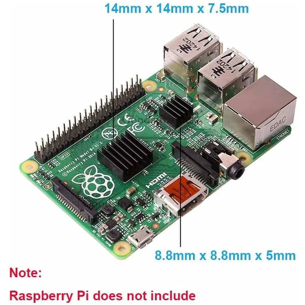 5 Sets/10pcs Raspberry Pi B+ Pi 2 Pi 3 Aluminum Heat Sink, 10 Heatsinks Radiator CPU RAM cooler, LAN cooling (2 Heatsinks/Kit)