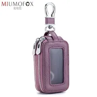 Car Key Holder Men Genuine Leather Practical Housekeeper Multifunctional Double Zipper Square Home Key Case Women Keys Wallet