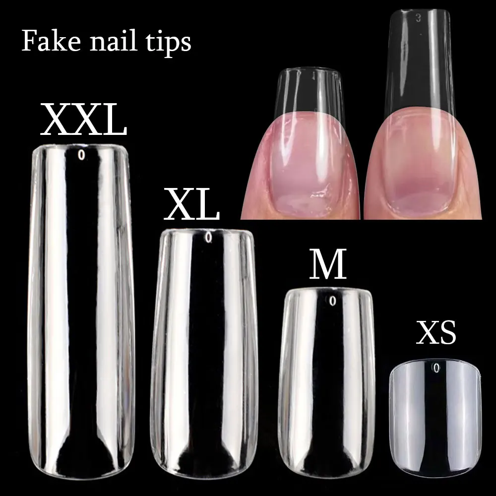 120Pcs/bag XL/L/M/S Square False Nails Tips Capsule Artificial Nail Extension Tip Manicure Tools Gel X Capsule Press on Nails