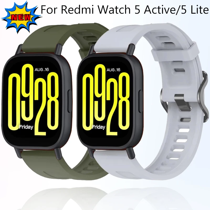 Pulseira de silicone de borracha macia para redmi watch 5 active/5 lite pulseira de substituição confortável redmi watch 5 lite correa