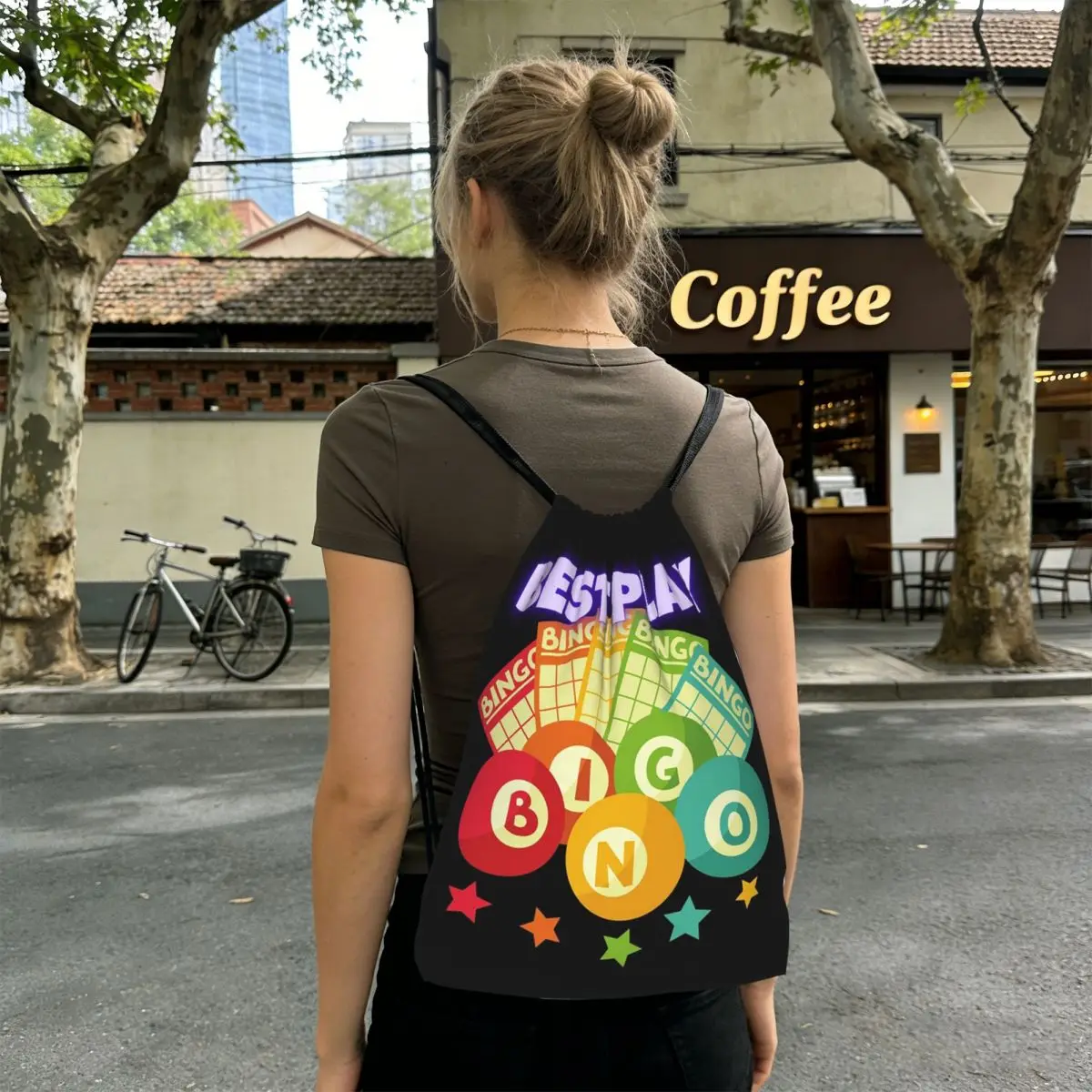 

Рюкзаки с принтом Bingo Queen, модные сумки на шнурке, спортивные сумки, сумки для книг, сумки для путешествий, студенческие сумки