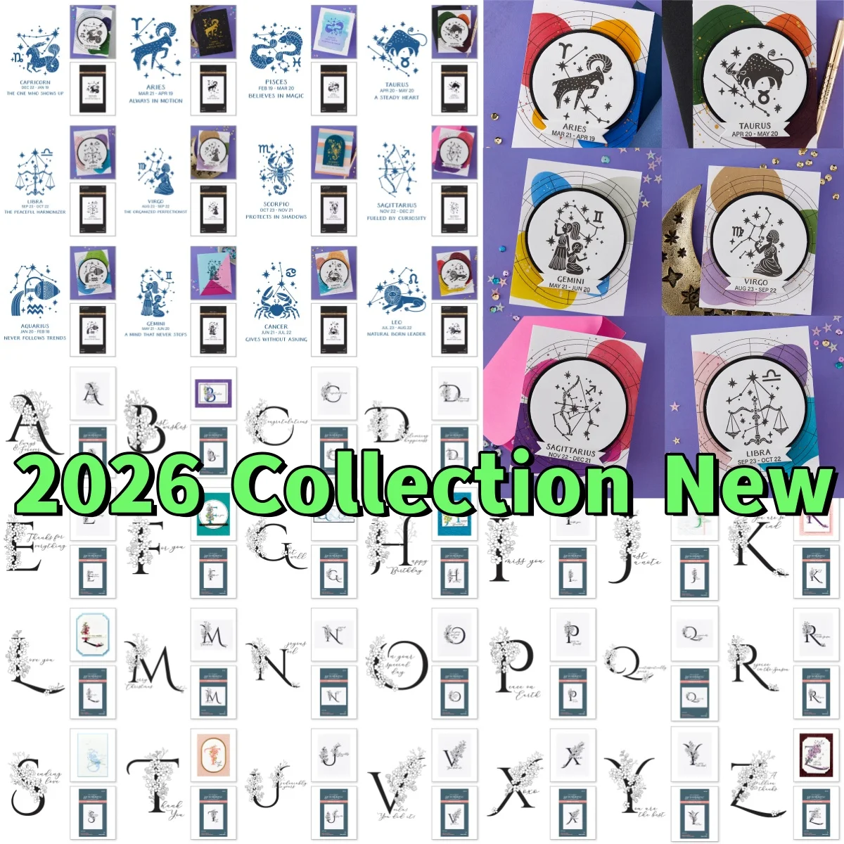 

2026 Constellation Alphabet Collection New Press Plate for DIY Decorating Scrapbook Paper Card Album Embossing Template Craft