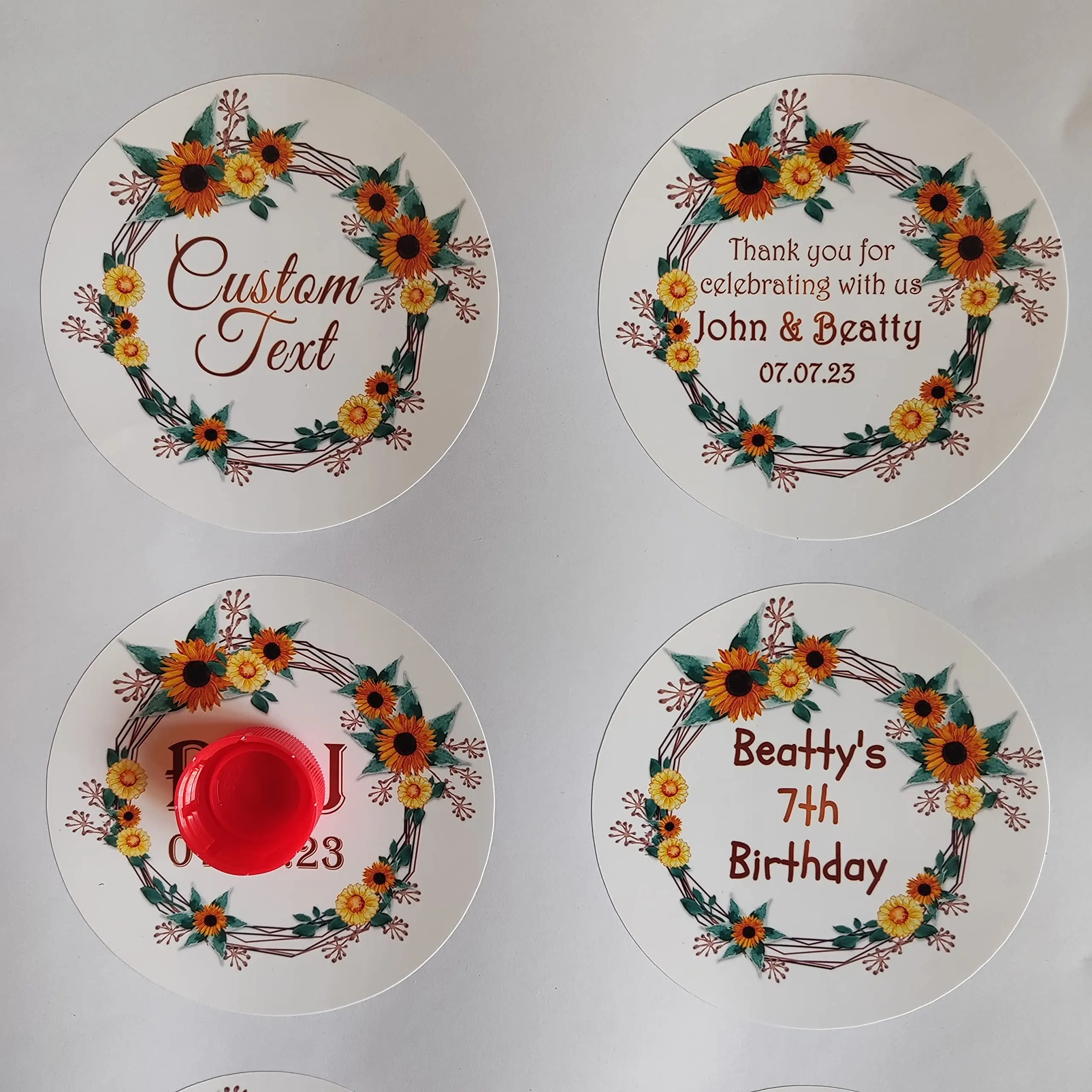 Personalized Round Circle Label Stickers,Waterproof1.5 inch Custom Name Date Thank You Stickers for Bridal Shower Party Favors