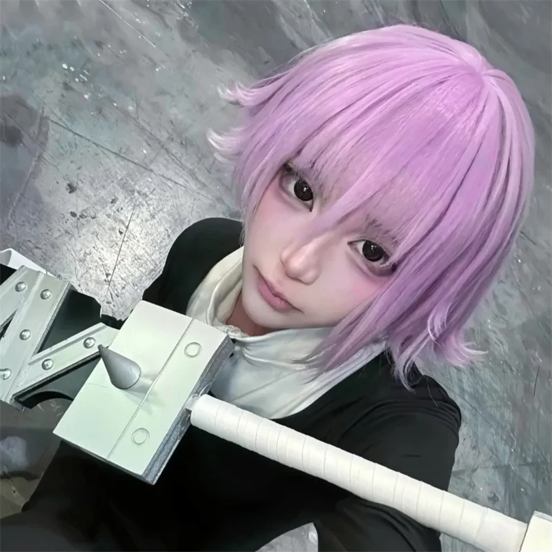 Picture 6: Anime Soul Eater Crona Cosplay Wig Light Purple Short Hair Heat Resistant Synthetic Wigs Halloween Play Role Women Carnival Prop