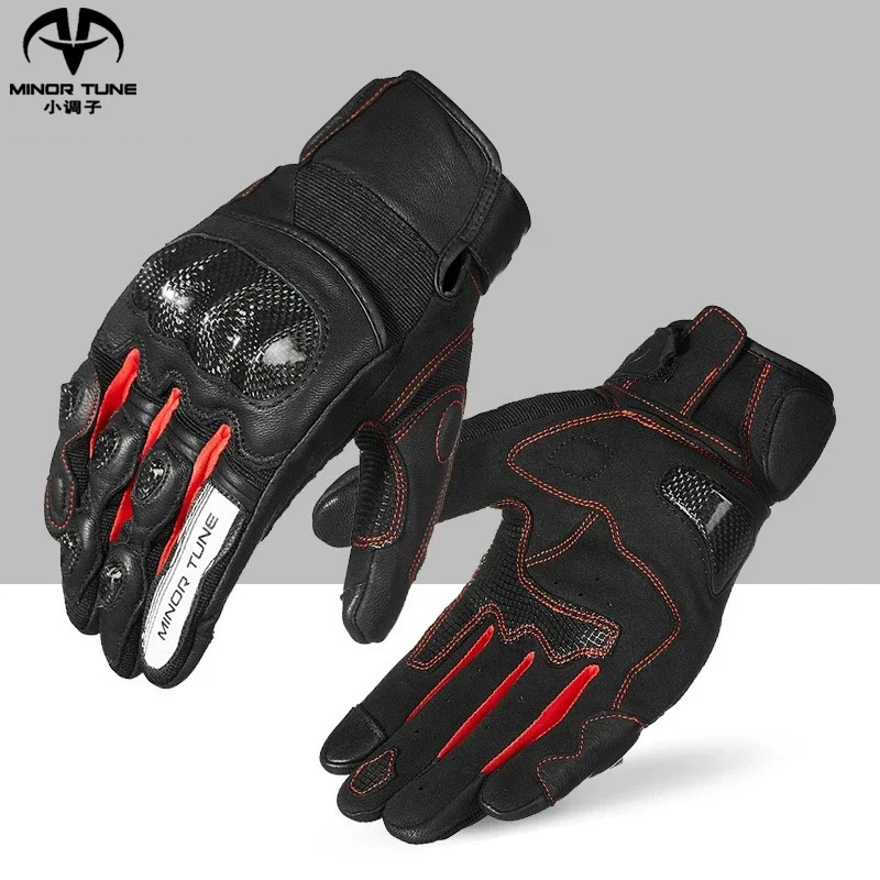 Motorcycle Gloves Men's Spring and Summer Breathable Touch Screen Anti-drop Locomotive Motorcycle Carbon Fiber Riding Equipment