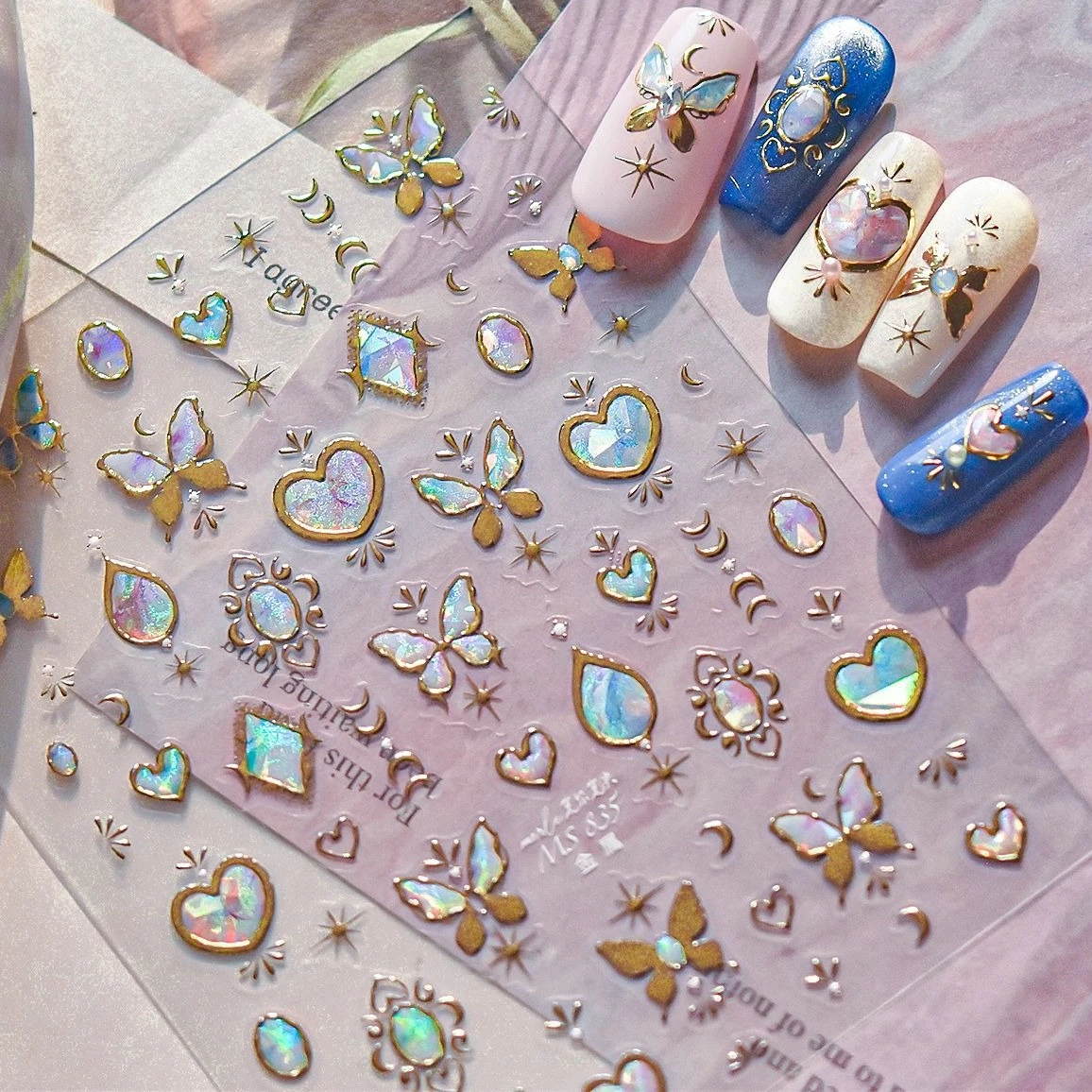 กรอบรูปดาวอัญมณีหรูหรา นาฬิกาทรงไม่สม่ำเสมอ บล็อกโลหะ ดาวเคราะห์ รูปทรงเรขาคณิต ดวงจันทร์ หัวใจ สติ๊กเกอร์เล็บลายเลเซอร์สุดหรู