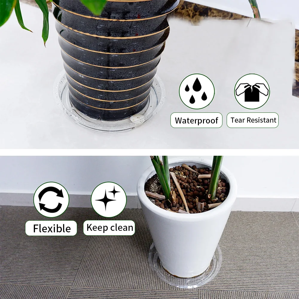 قاعدة وعاء نباتات البستانية الشفافة مقاومة للماء ومضادة للانزلاق صينية وعاء منزلية دائرية لتخزين المياه البلاستيكية وصرف البقع #5