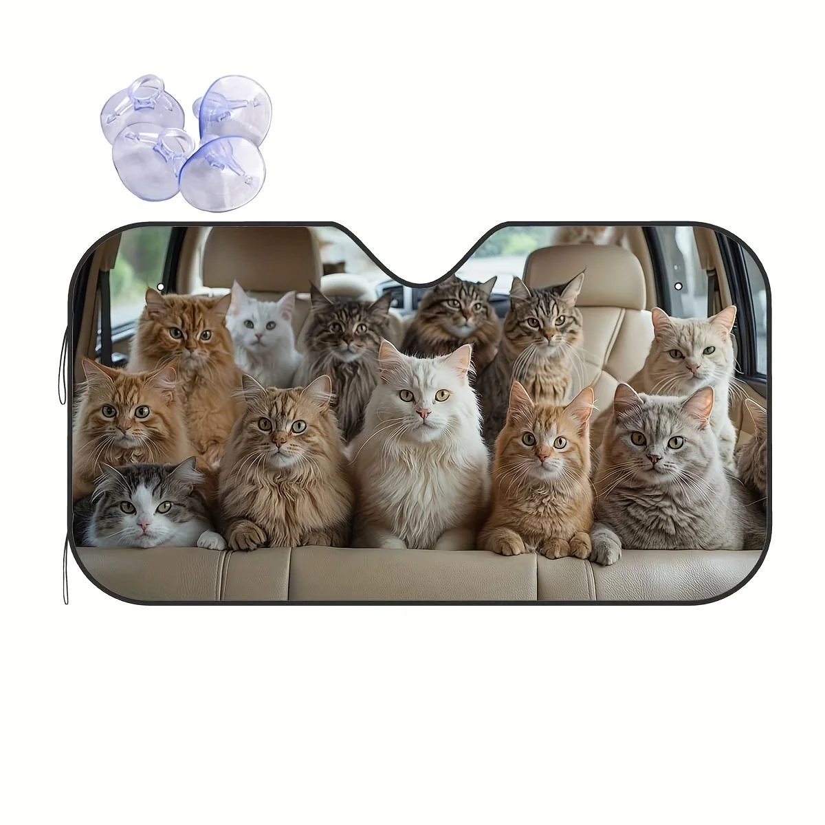 

1 шт. Автомобильный солнцезащитный козырек с милыми кошками — очаровательный козырек на лобовое стекло и козырек на заднем сиденье с рисунком нескольких кошек, подходит для всех автомобилей, простая установка