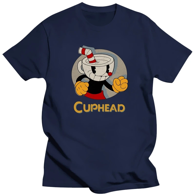 

Creative Cuphead And Mugman Angry T-Shirt for Men Crew Neck Pure Cotton T Shirts Retro Games Short Sleeve Tee Shirt Clothing