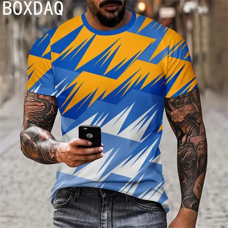 Vintge Colorful Print T-Shirt Fashion Harajuku Casual Tops Plus Size Men Summer Short Sleeve T-Shirt 2024 Summer New