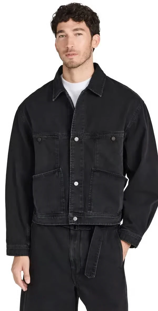

Lem*aire Sle Waed Vintage Blue Denim Jaet Outerwear Durable Cotton Workwear Coat for Youth CleanFit Long Sve