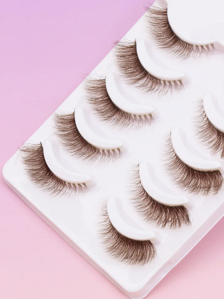 Nuevo Navidad 5 Pares Pestañas Marrones 3D Mink Naturales Largas Postizas Dramáticas Volumen Falsas Maquillaje Extensiones 5