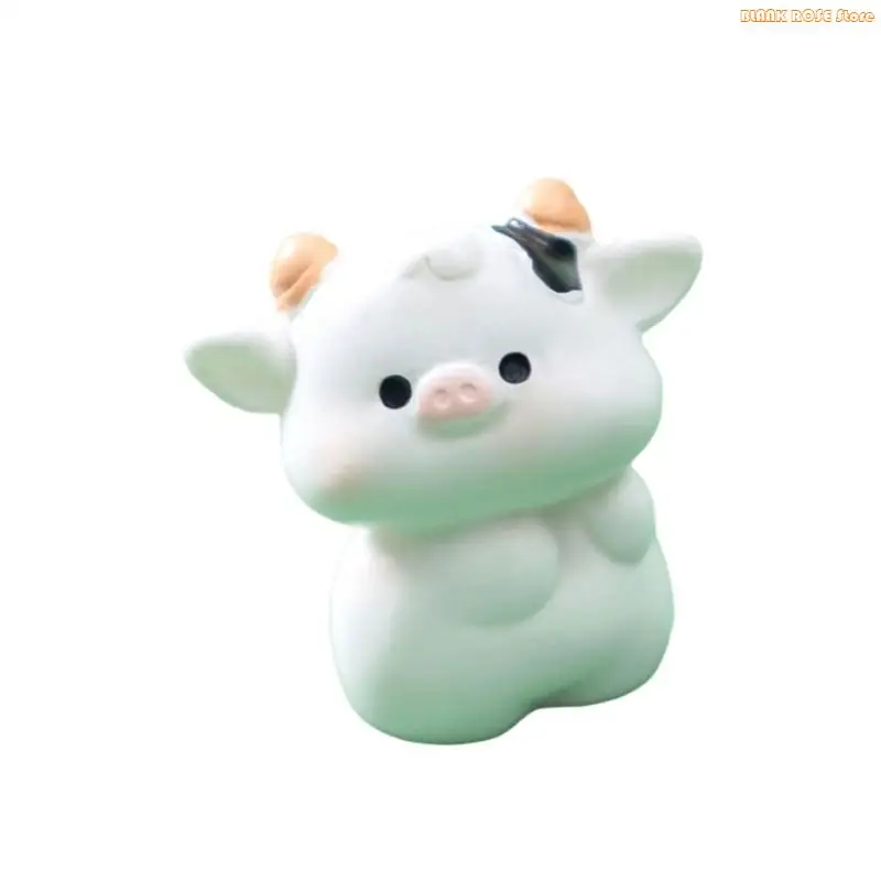 K1AE Vaca Figure Modelo Mini Paisagem Decorações Casa Miniatura
