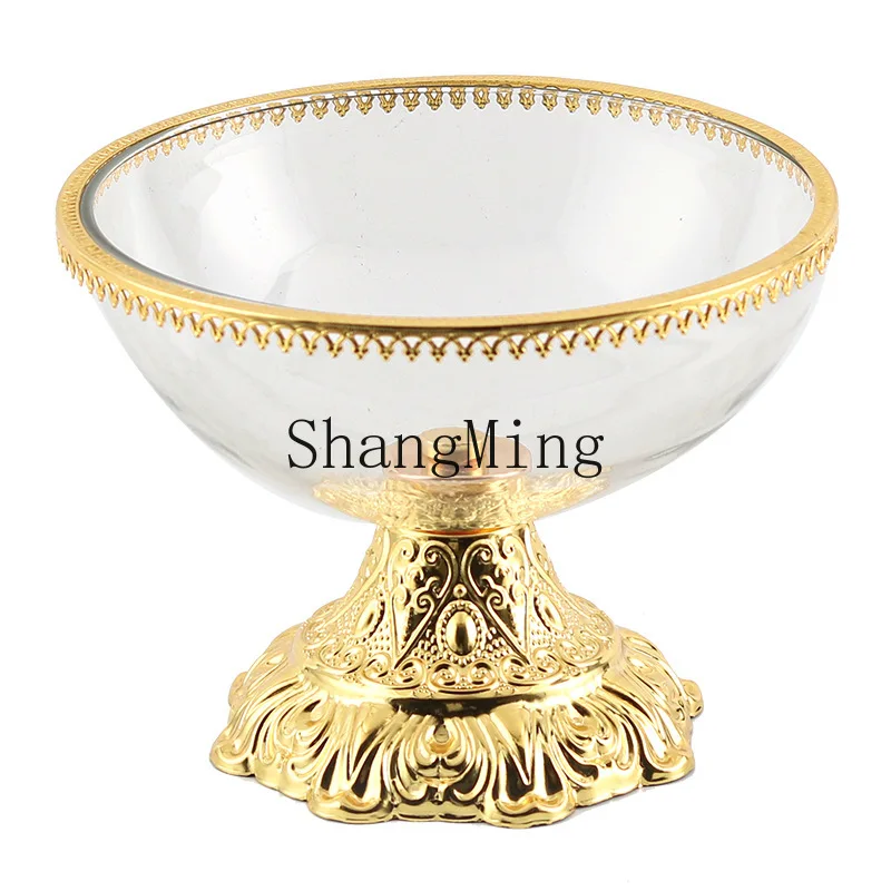 

DSA abstract tall base fruit plate ornament court style model house home snack bowl light luxury decoration