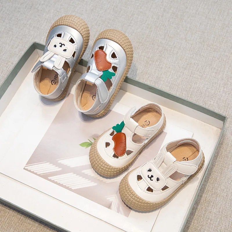 

Children 2025 New Spring and Autumn Girl Princess Baby Leather Sandals Cute Soft Sole Single Shoes