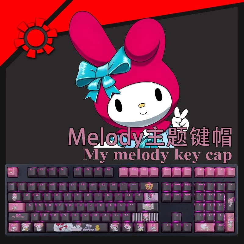 

108 клавиш Kawaii Sanrio Keycap мультяшная механическая клавиатура My Melody Keycap Pbt термосублимационные клавиши игровые геймеры поставка