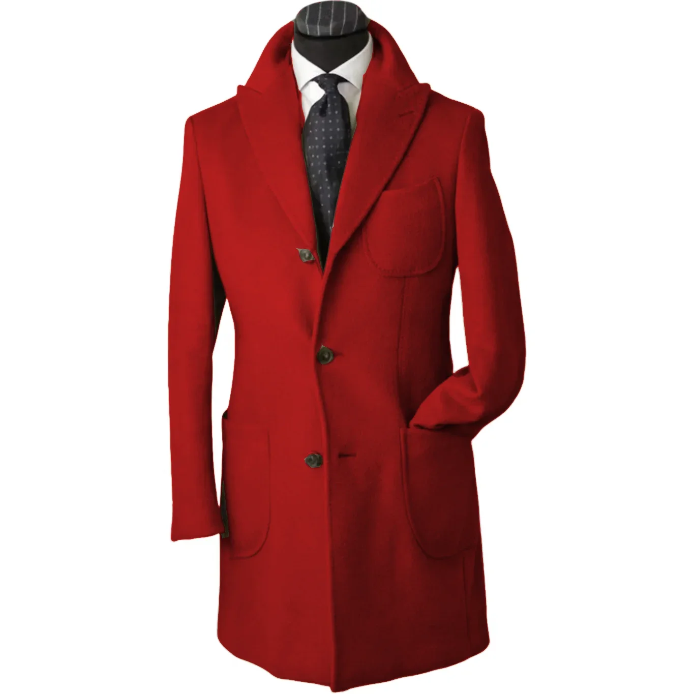 

Men's Long Formal Jacket with Peak Lapel Celebrity Pocket Business Coat Customizable Slot Design for Special Occasions