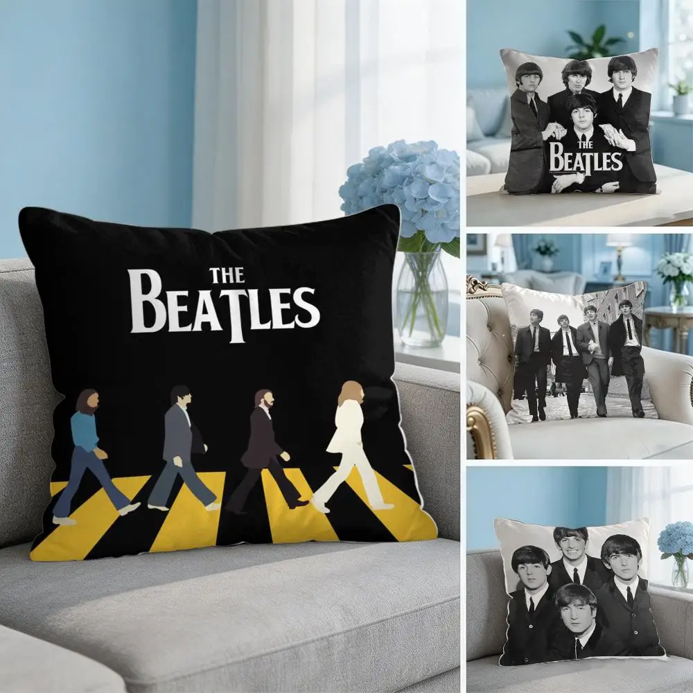 Band The B-Beatles Cushion Cover Soft Short Plush Throw Pillow Cover Hidden Zipper Cutecore Sofa Bedroom Home Decor