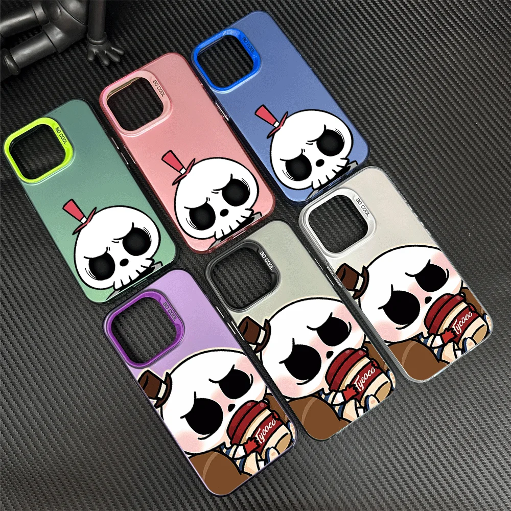 Kawaii Skeleton Phone Case for iPhone 12 11 13 14 15 16 Max Pro Plus Laser Cover