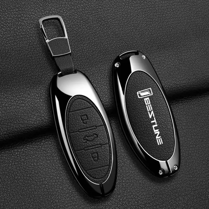 

Zinc Alloy Leather Car Key Fob Cover Case For FAW Bestune T77 T77pro B70 T55 T33 T99 B70S Protector Shell Keychain Accessories