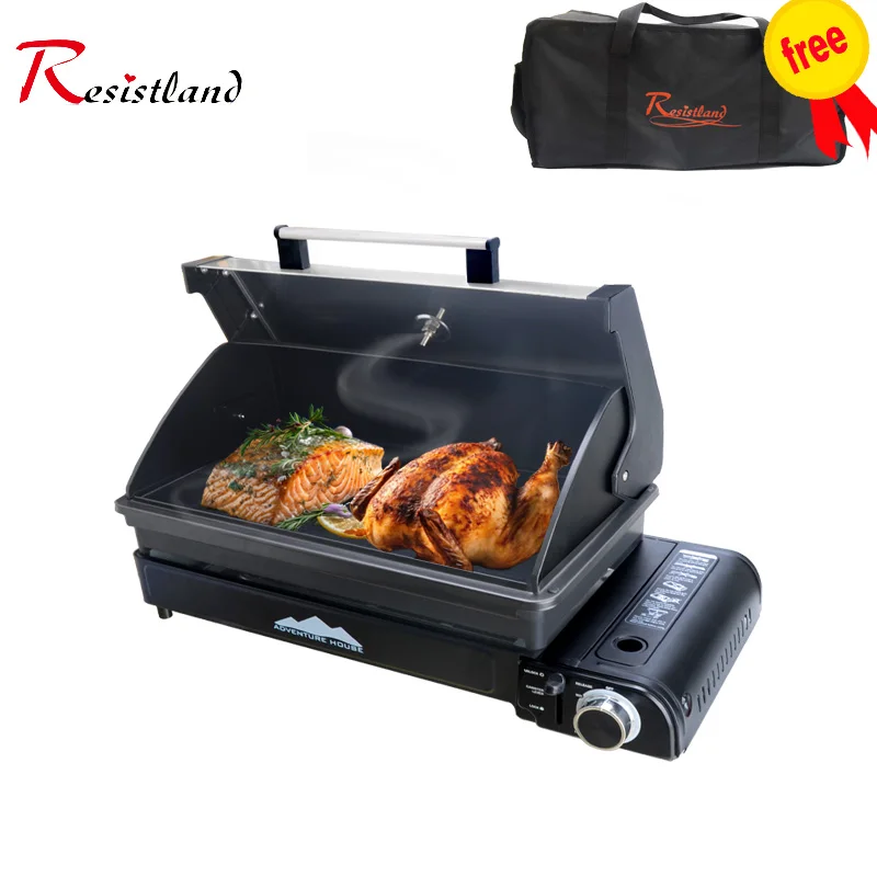 Camping Multi Gas Grill Portable BBQ Stove Grill Folding Charcoal Outdoor Stainless Steel Grill Cooking Picnic Barbecue Tools