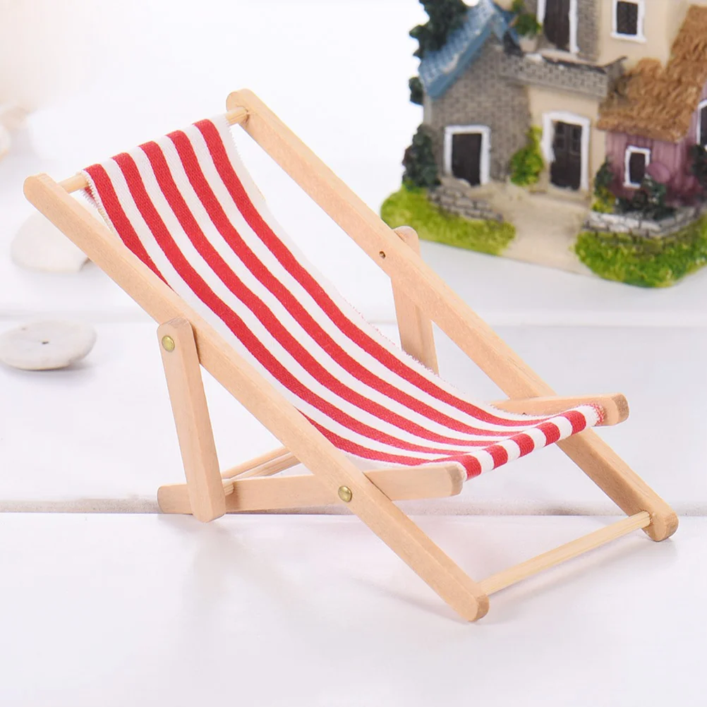 Summer Beach Accessories Model Mini House Furniture Baby Miniature Sunbath Chair