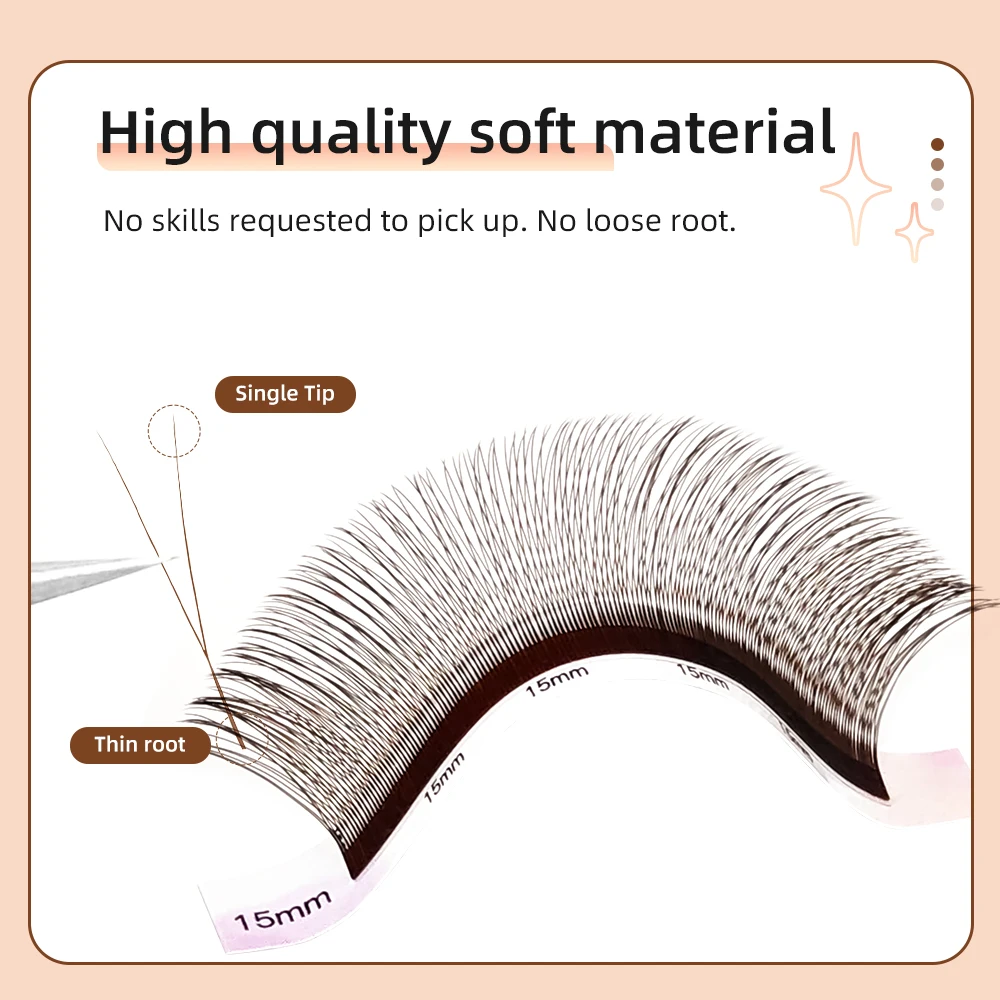 Yelix Brown Y Shaped Lashes 2D Y Eyelash Extensions 12Rows Mix 8-12/8-15mm Premium False Lashes Mesh Net Cross Lash Makeup Tools