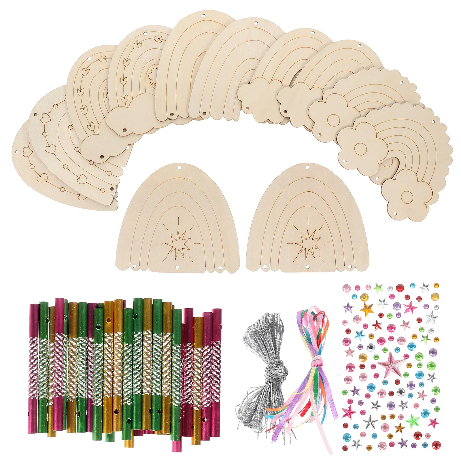 

1Set DIY Wooden Wind Chime Unfinished Hanging Wind Chime Tubes Outdoor Balcony Garden Party Decoration Kit Balcony Decorations