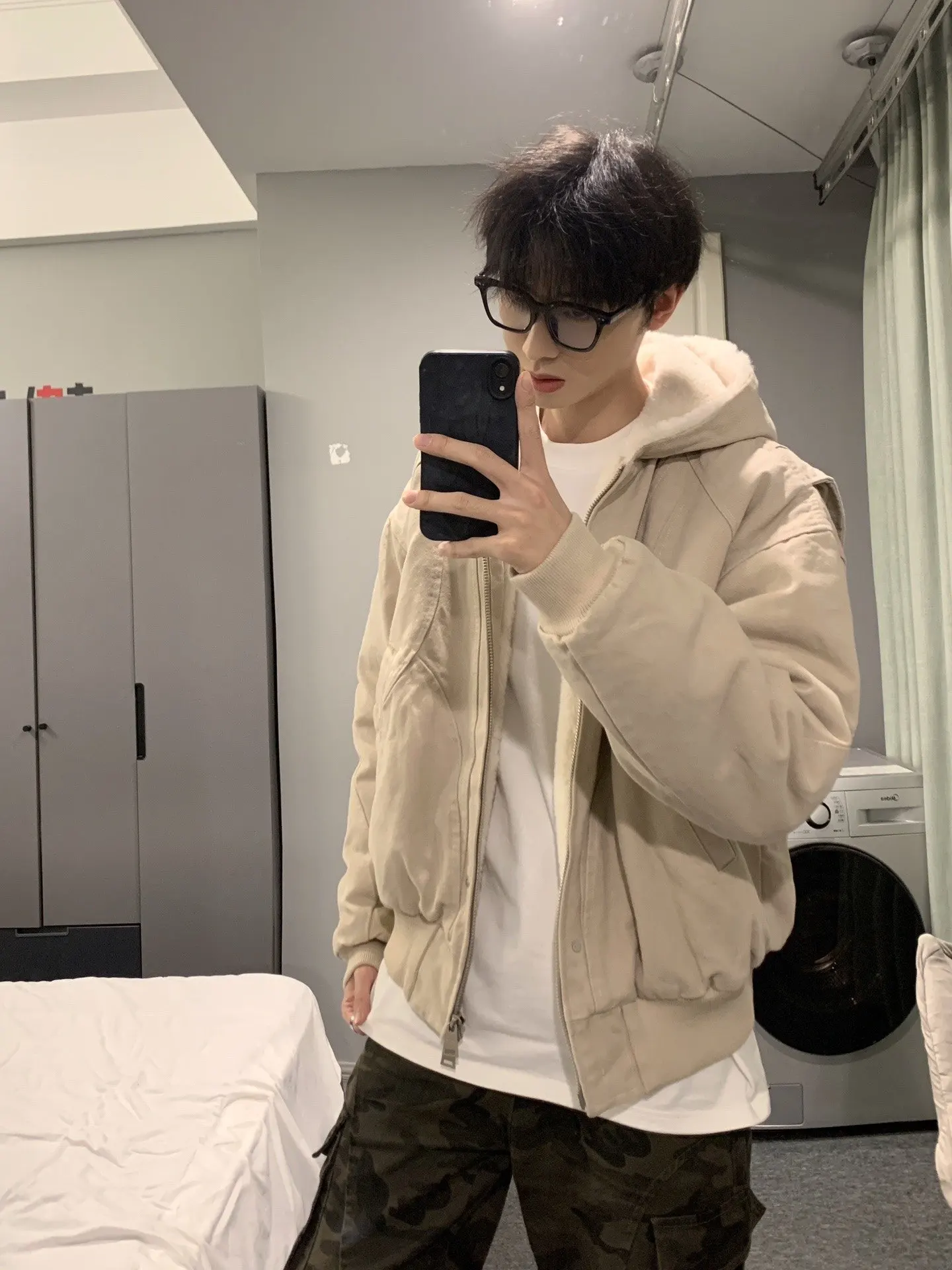 

Мужская утепленная хлопковая куртка с капюшоном на флисовой подкладке, зимняя теплая рабочая одежда в американском ретро-стиле, повседневное пальто с длинными рукавами