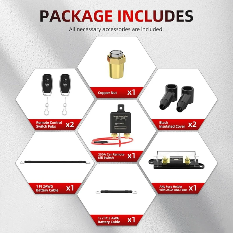 Дистанционный отключатель аккумулятора 12 В 250 А Беспроводной пульт дистанционного управления Разъединитель аккумулятора Двойной переключатель дистанционного управления