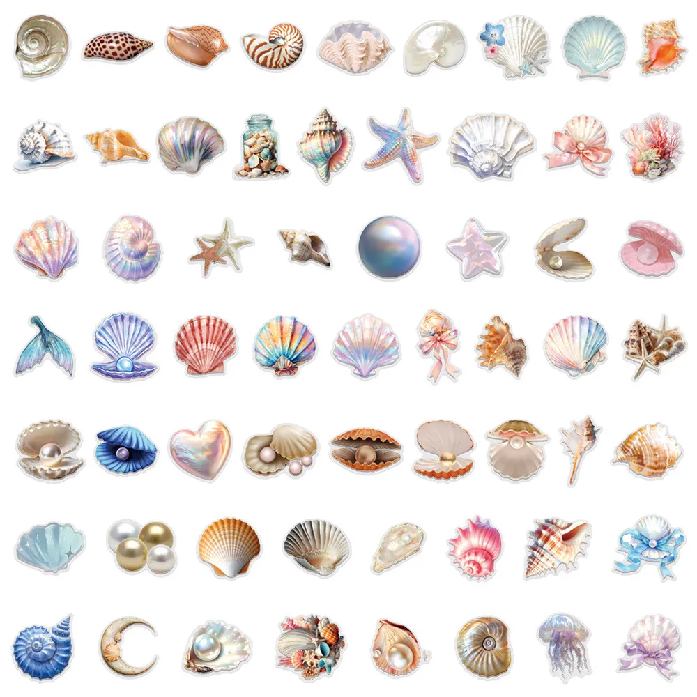 60개 신상 디자인 소라 껍질 스티커 팩 - 꽃 요소가 있는 방수 투명 PET 스티커 (애니메이션 월드 스토어)