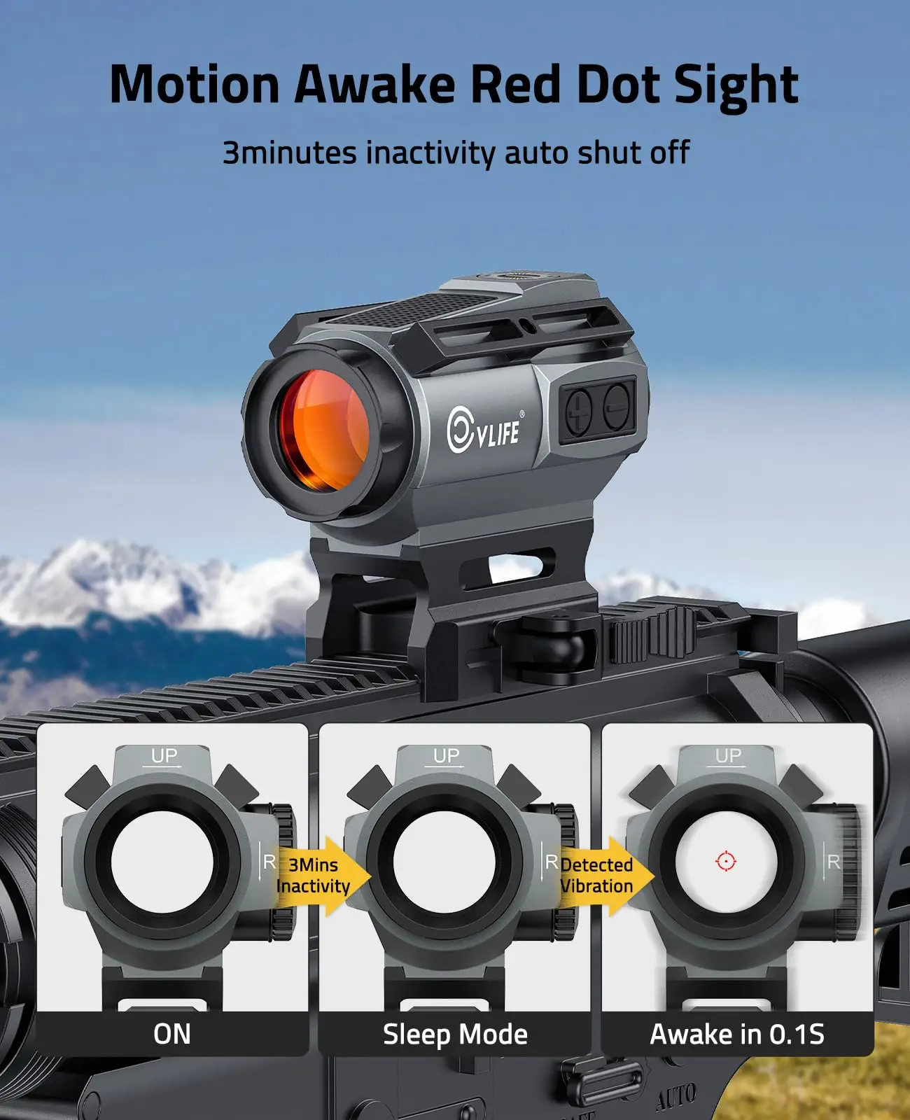 CVLIFE الشمسية متعددة النواة منظر نقطة حمراء 1x20 مللي متر 2MOA نقطة 40MOA دائرة مشاهد الحركة مستيقظ البصريات نطاق مع جبل الإفراج السريع #3