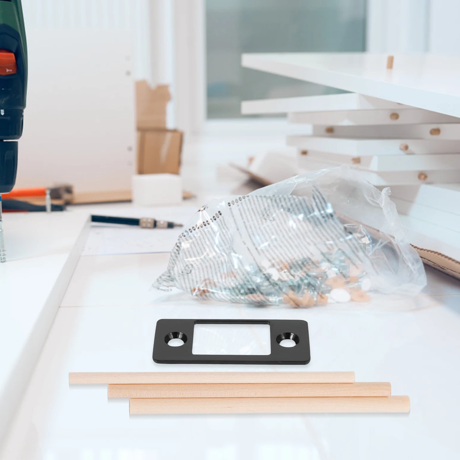 

1Set Stainless Steel Door Latch Striker Plate Strong Front Door Reinforcement Security Metal Repair Strike Plate for Exterior