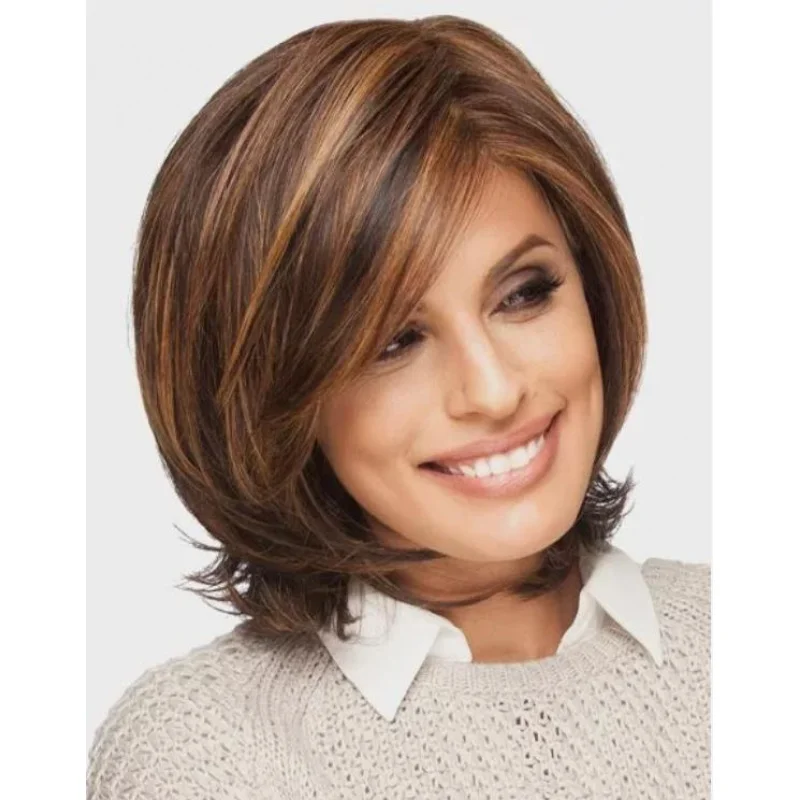 

Светло-коричневый короткий парик для причесок, женский натуральный парик BOB, 12 дюймов