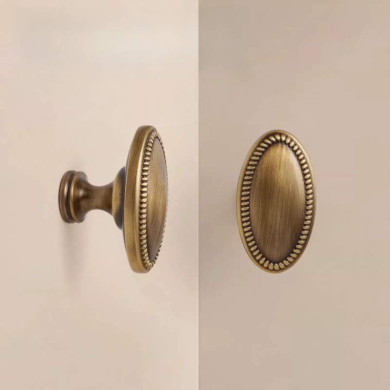 Solid Brass Furniture Handles Cabinet Drawers T-bar Handle French Vintage Design High Quality Knobs Wardrobe Bedroom Door Pulls