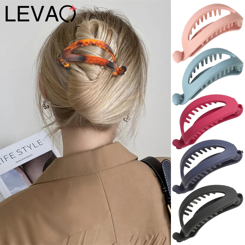 Women\'s Frosted Ponytail Duckbill Clips Solid Color Plastic Geometric Hair Pin Casual Hair Accessories Crab Hair Clips Accessory