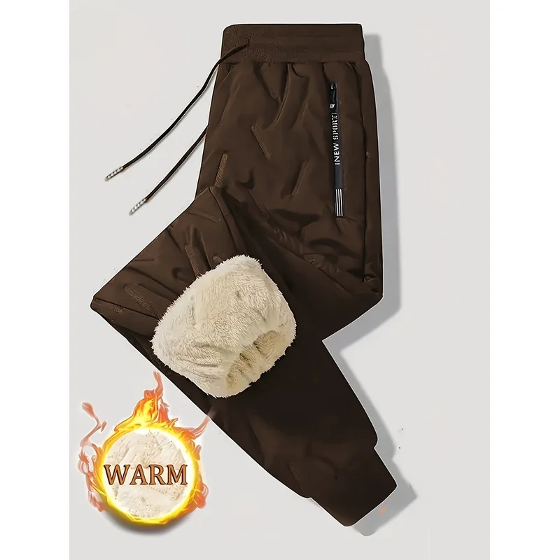 Men's Warm Jogging Pants Autumn And Winter Outdoor Windproof Casual Sports Fleece Pants Padded Trousers Thermal Lined Man Male