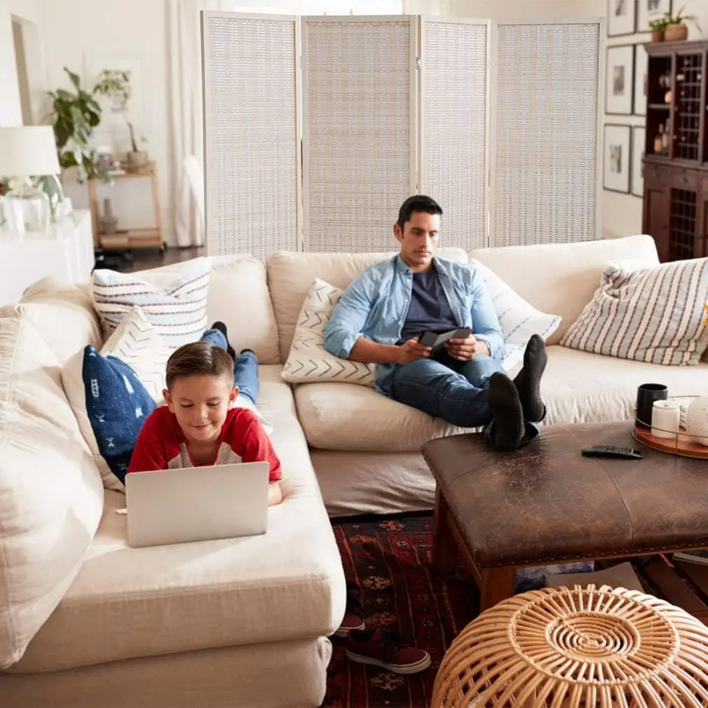 4パネル竹製ルームディバイダー、高さ72インチ×幅17.7インチ、寝室オフィス書斎用折りたたみ式プライバシースクリーン、天然木