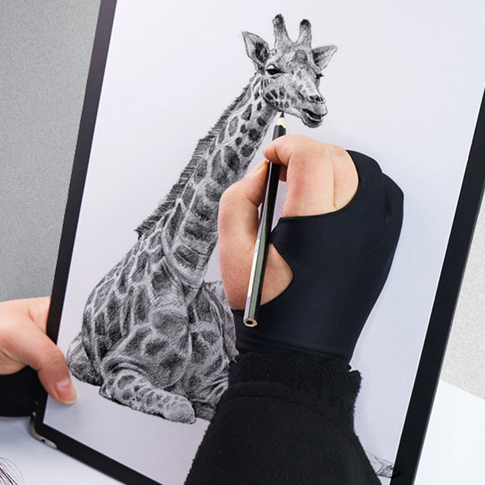 

4Pcs Sketch Gloves for Drawing Tablet Two-Finger Design Comfortable Fit for Digital Art and Graphics Glove