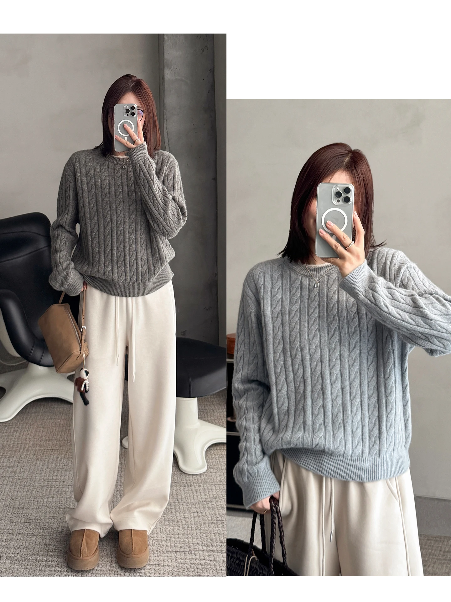 

Soft Wool Camere Blend Knitted Sweater Double Layer Collar Autumn Winter Faionable Versatile Warm Thiened Long Sve C...
