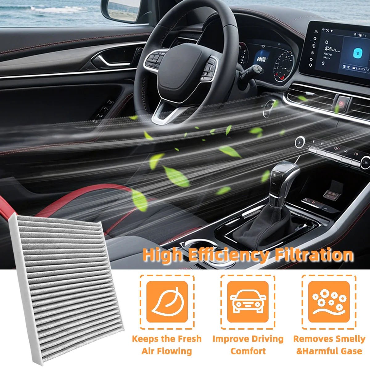 Auto-Innenraumluftfilter Aktivkohle CF11819 Passend für Hyundai Azera Santa Fe Sonata Chevrolet Captiva Kia Cadenza, 3SF79-AQ000 – Detail 2