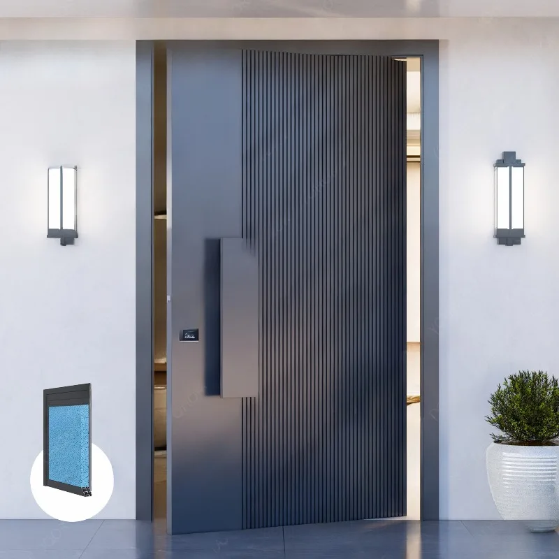 Aluminum off-axis door Thermal insulation Luxury villa entrance door Light luxury Simple off-axis door