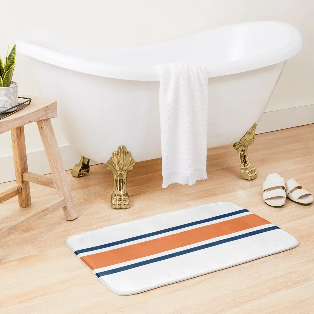 

Orange, Navy, & White Power Stripe Bath Mat Entrance Carpet Kitchen Rug Quick-Drying Bathroom Absorbent Rug Mat