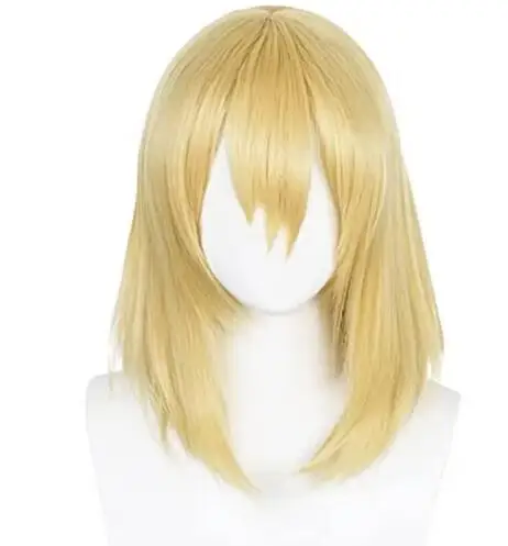 Howl's Moving Castle Wizard Cosplay Wig with Bangs Blonde Hair for Halloween Costume