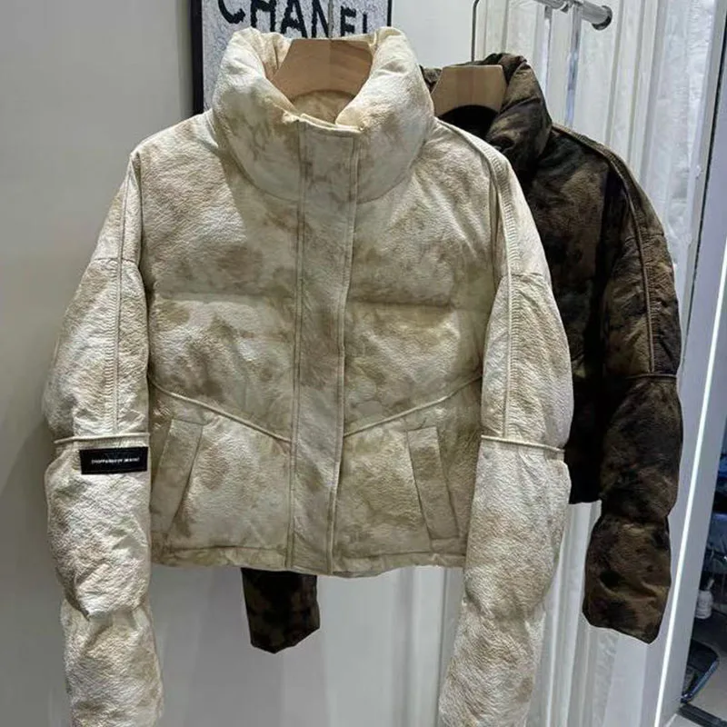 2026 جديد قصير الوقوف طوق أسفل سترة للنساء الشتاء فضفاض رشاقته الخبز معطف الأبيض بطة أسفل السترات قصيرة السيدات بلايز #5