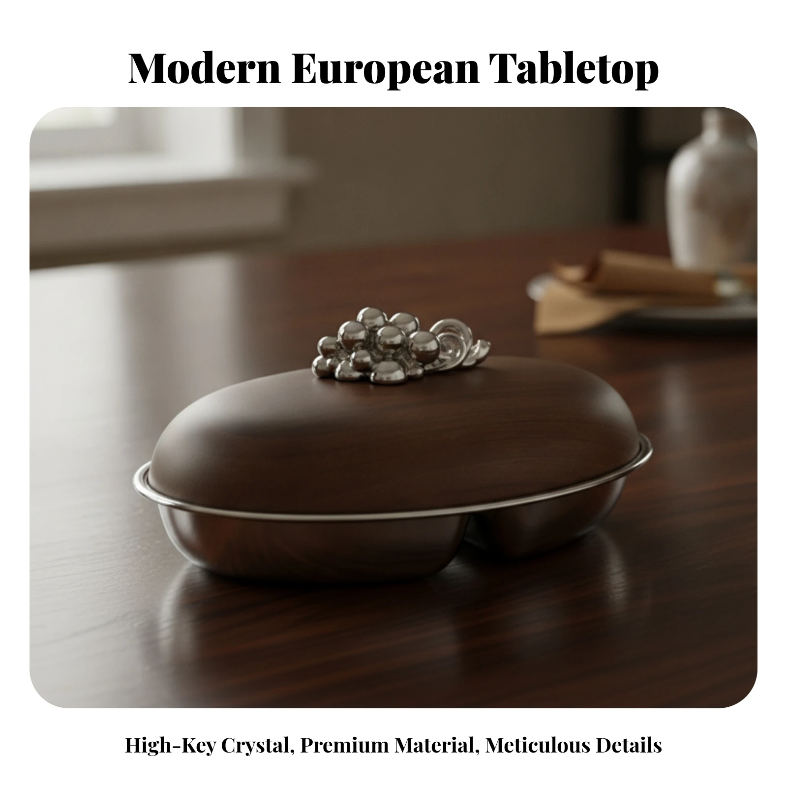 Stainless Steel Container with Wooden Lid Sealed Divided Serving Tray with Lid Divided Snack Serving Tray Partitioned for Hosts