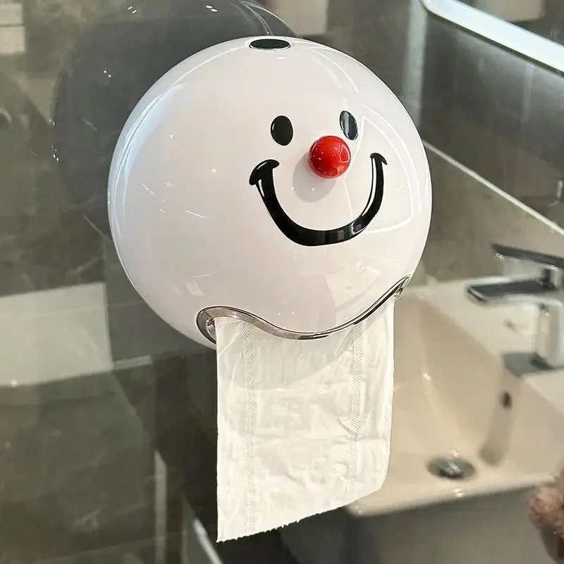 

Punch-free Toilet Paper Box Simple Household Moisture-proof Wall Hanging Large Capacity Creative Smiling Face Toilet Tissue Box