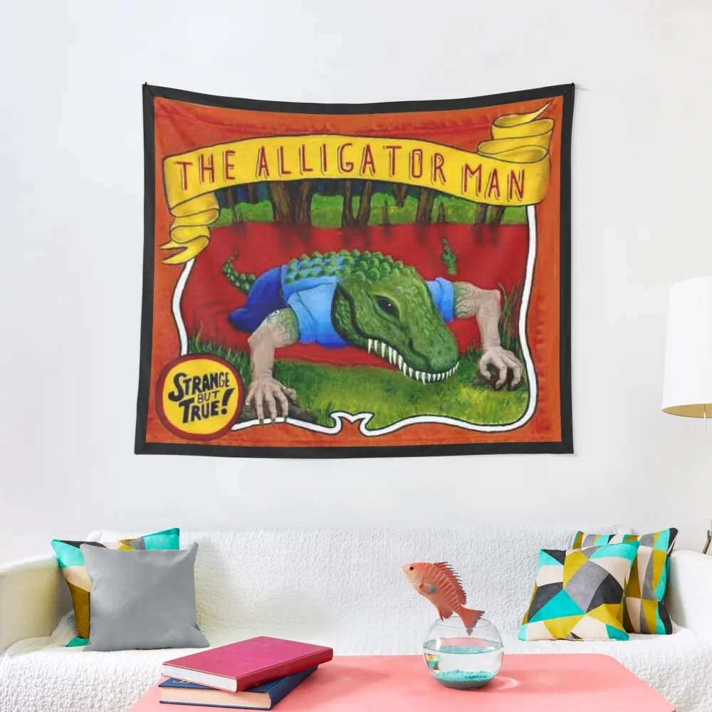 

ALLIGATOR MAN : Vintage Circus Sideshow Advertising Print Tapestry Things To The Room Aesthetic Home Decor For Bedroom Tapestry