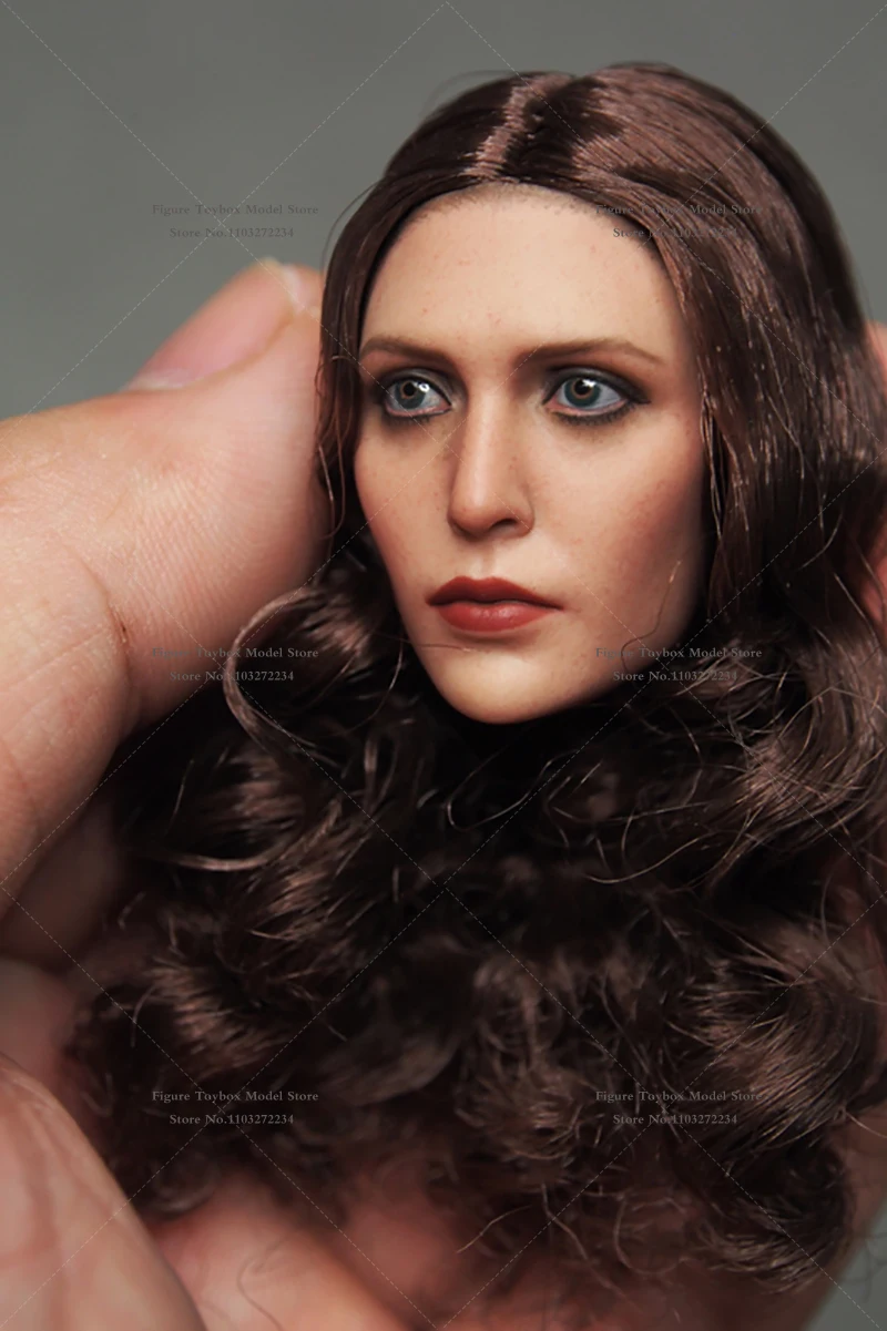 1/6 Scarlet Witch Delicate Brown Hair Head Sculpt Elizabeth Olsen Marvel X-Men Super Female Hero Model For 12