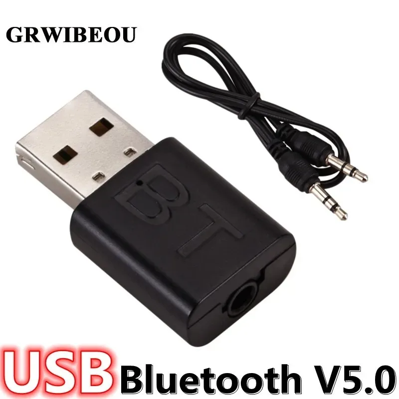 Bluetooth GRWBEOU-USBワイヤレスレシーバーアダプター,5.0mm,AUXオーディオ,車,テレビ,ヘッドセットスピーカー用のモノラル音楽レシーバー,a2dp,3.5